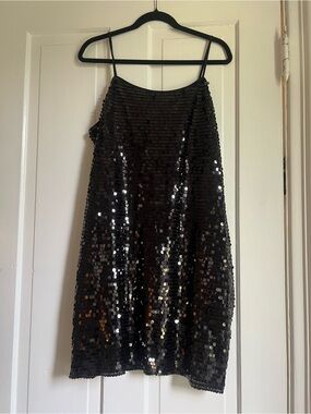 XL Black Sequin Slip Dress — Glam Evening Skirt NWT